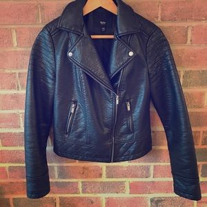 Mossismo Black Faux Leather Moto Jacket Size XS